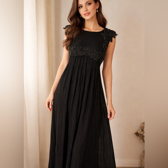 Free People Dresses & Skirts - Free People Embroidered Dress Beach Cover Open On The Sides Size XS Black
